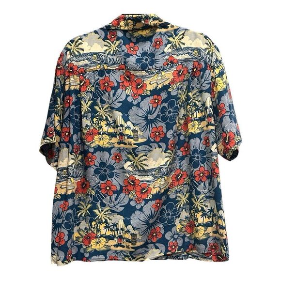 Disney Men's Floral Hawaiian button up Shirt Mickey Donald. &  Pluto - Picture 2 of 14